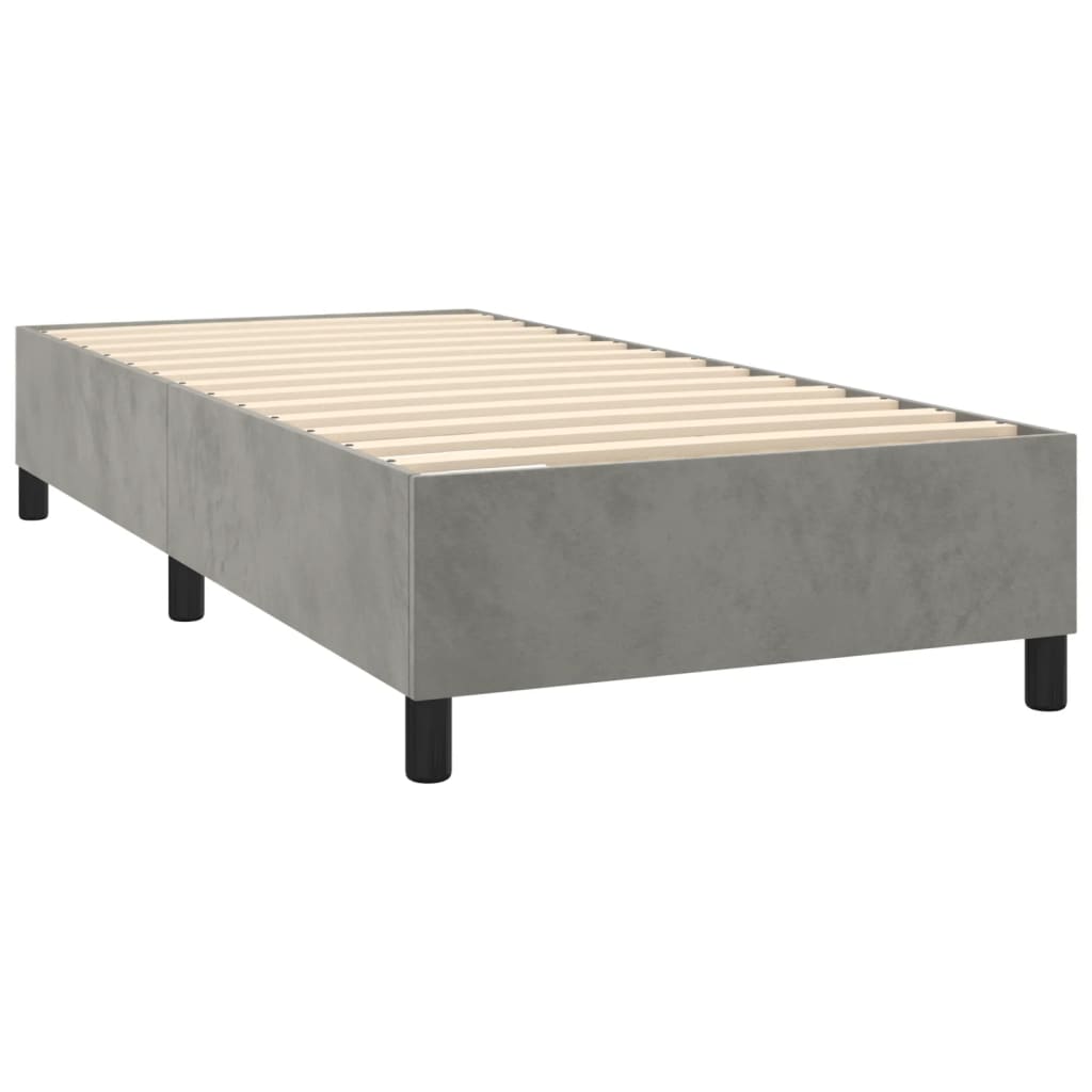 Box spring krevet s madracem svijetlo sivi 90x200 cm baršun