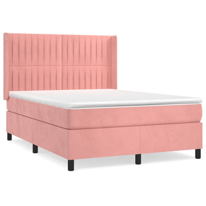 Boxspringbett mit Matratze Rosa 140x200 cm Samt