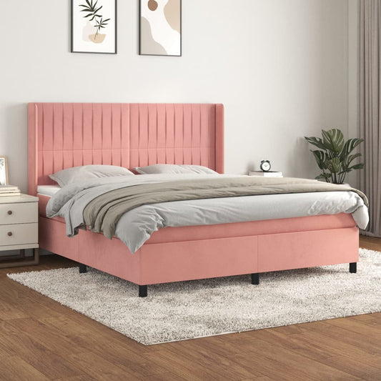 Boxspringbett mit Matratze Rosa 160x200 cm Samt