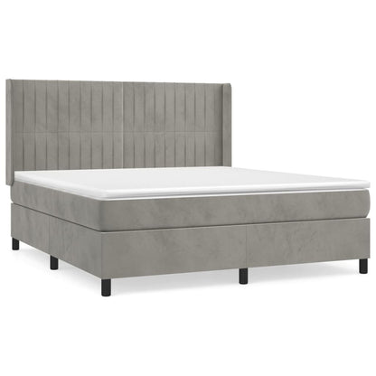 Box spring bed with mattress light grey 180x200 cm velvet