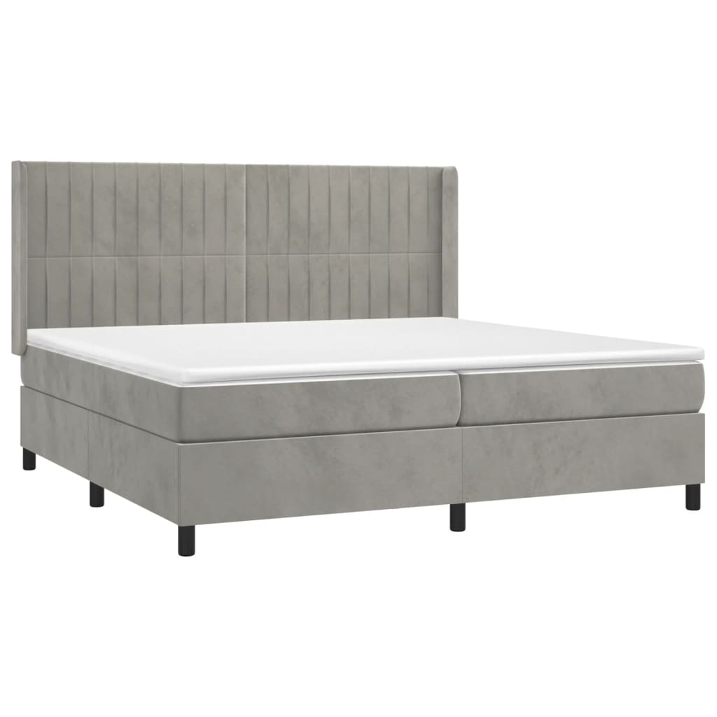 Box spring krevet s madracem svijetlo sivi 200x200 cm baršun