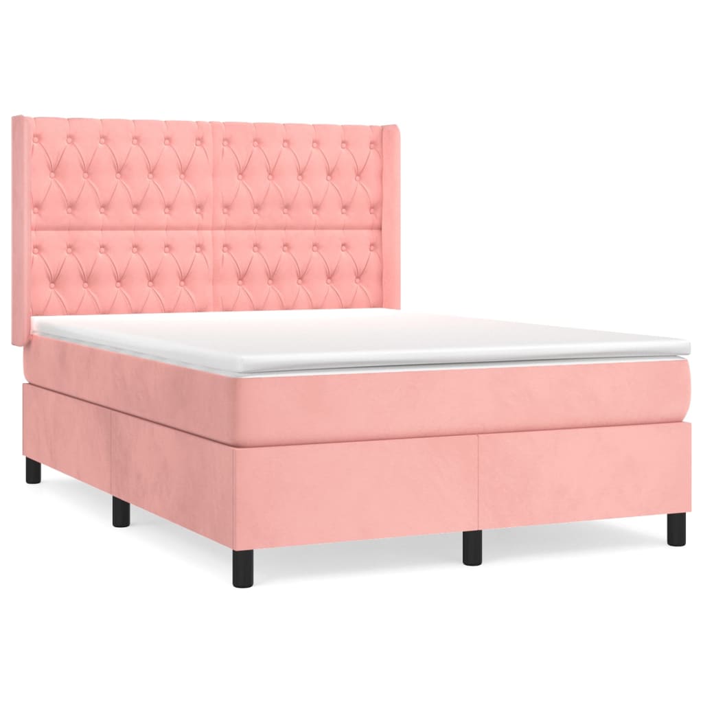 Boxspringbett mit Matratze Rosa 140x200 cm Samt