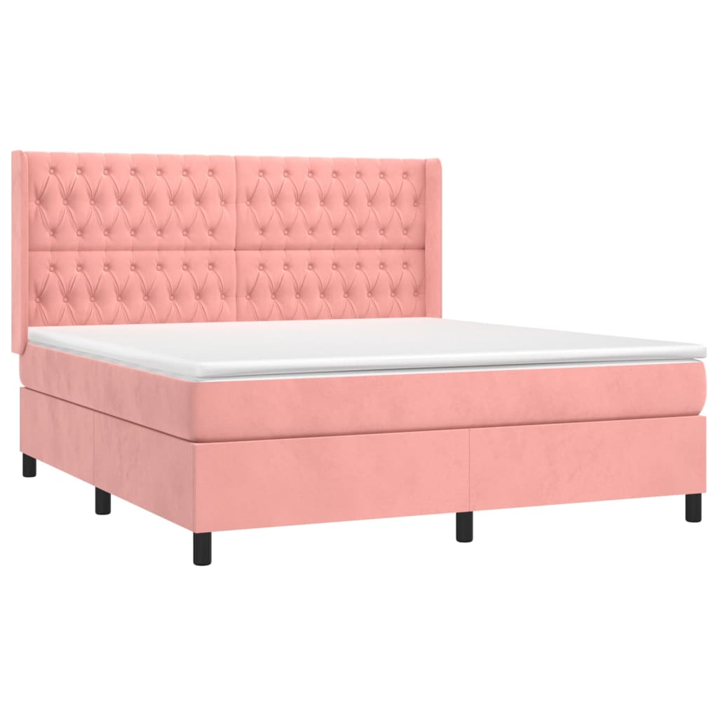 Boxspringbett mit Matratze Rosa 180x200 cm Samt