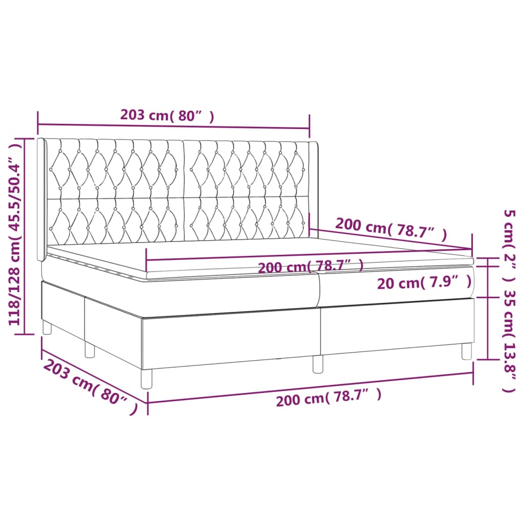 Boxspringbett mit Matratze Hellgrau 200x200 cm Samt