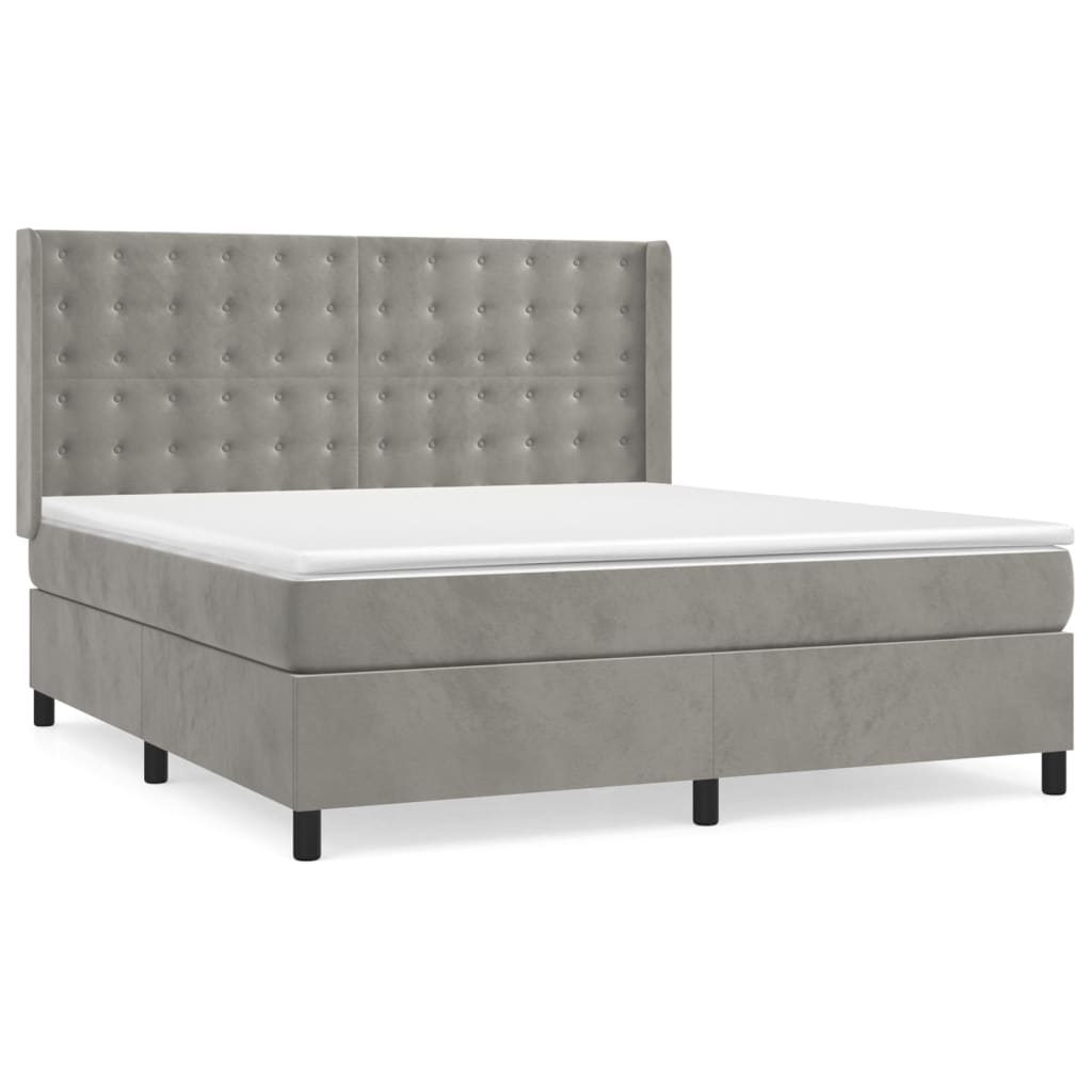 Boxspringbett mit Matratze Hellgrau 180x200 cm Samt