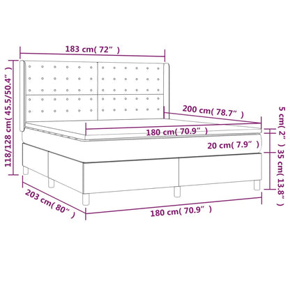 Boxspringbett mit Matratze Hellgrau 180x200 cm Samt