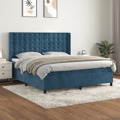 Boxspringbett mit Matratze Dunkelblau 180x200 cm Samt