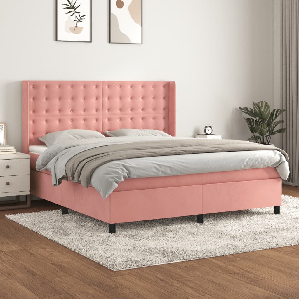 Boxspringbett mit Matratze Rosa 180x200 cm Samt