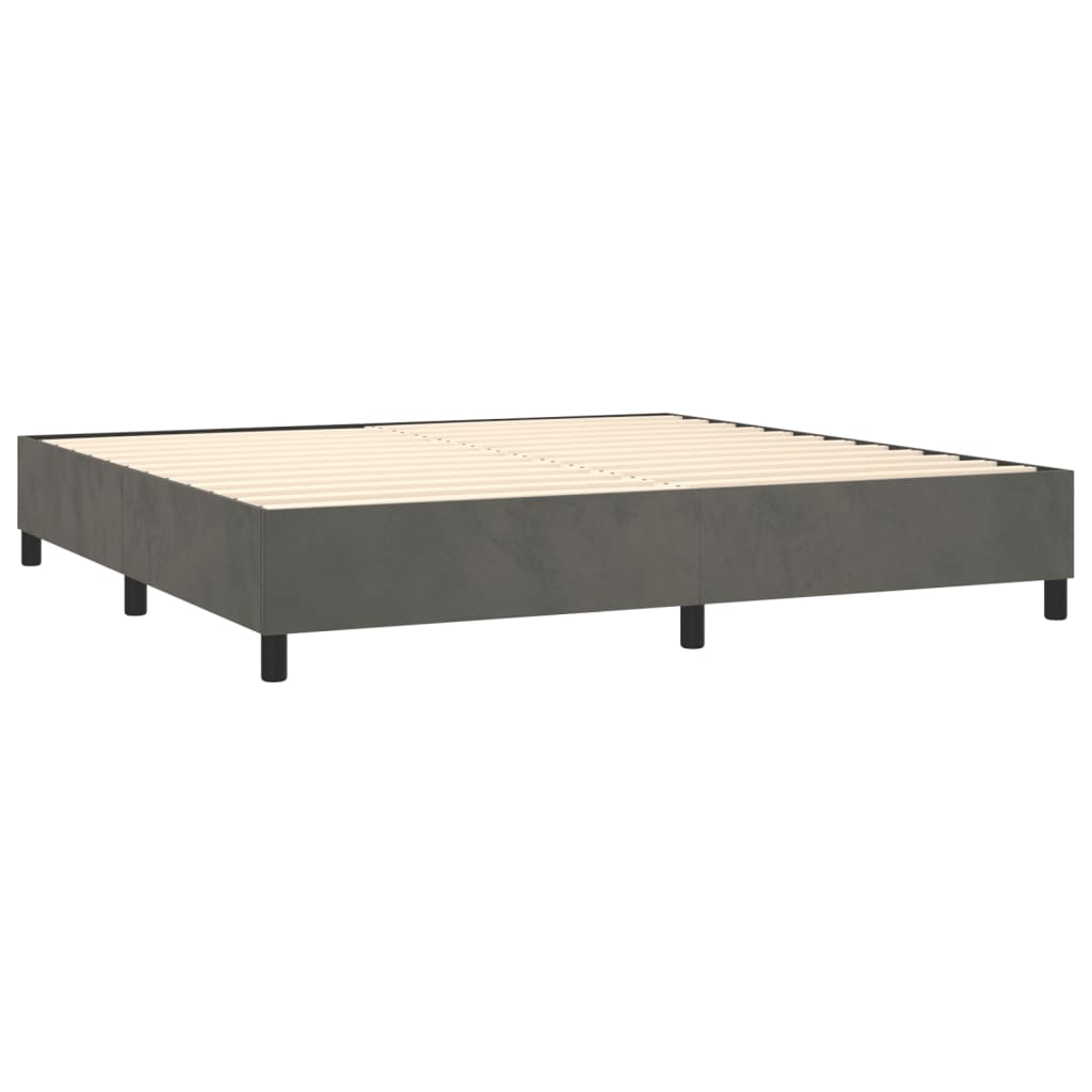 Box spring bed with mattress dark grey 200x200 cm velvet