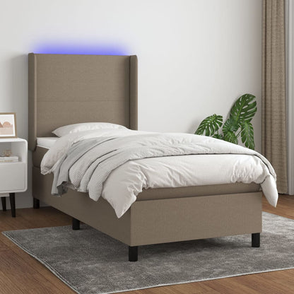 Boxspringbett mit Matratze & LED Taupe 90x200 cm Stoff