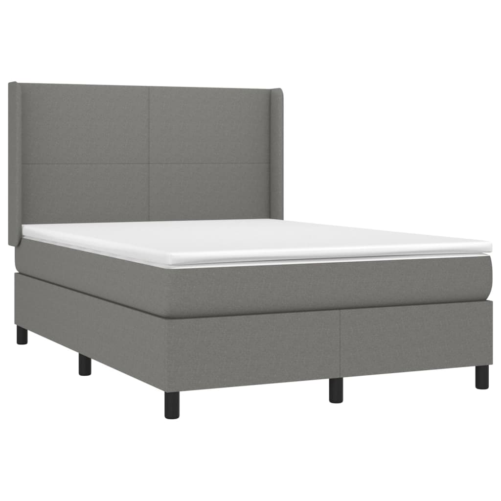 Box spring bed with mattress &amp; LED dark grey 140x200 cm fabric