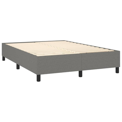 Box spring bed with mattress &amp; LED dark grey 140x200 cm fabric