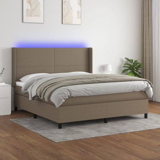 Box spring bed with mattress &amp; LED taupe 160x200 cm fabric