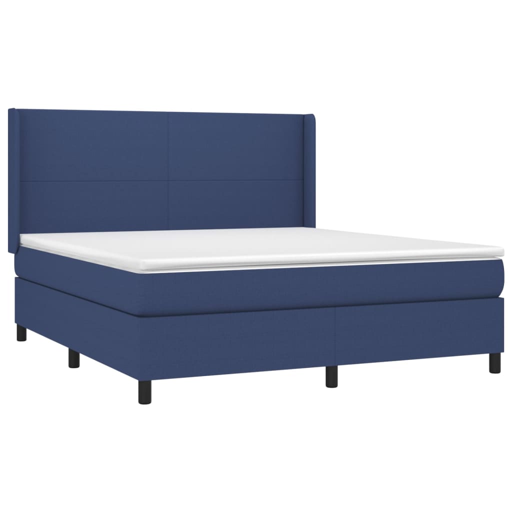 Boxspringbett mit Matratze & LED Blau 160x200 cm Stoff