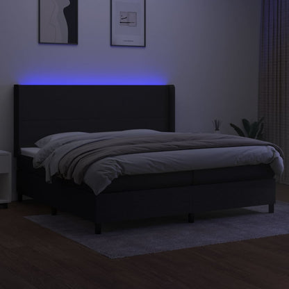 Boxspringbett mit Matratze & LED Schwarz 200x200 cm Stoff