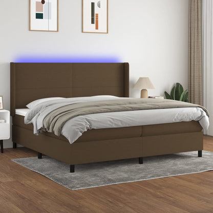 Boxspringbett mit Matratze & LED Dunkelbraun 200x200 cm Stoff