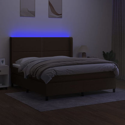 Boxspringbett mit Matratze & LED Dunkelbraun 160x200 cm Stoff