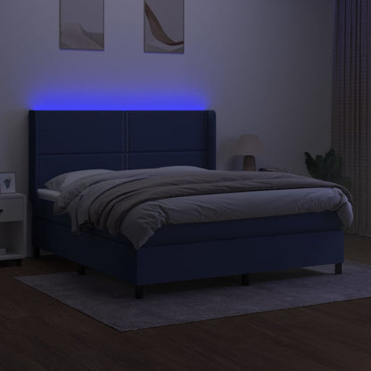 Boxspringbett mit Matratze & LED Blau 180x200 cm Stoff