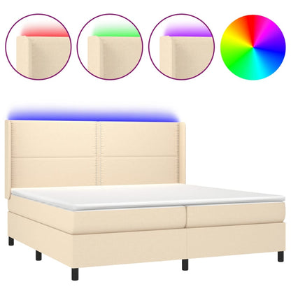 Boxspringbett mit Matratze & LED Creme 200x200 cm Stoff