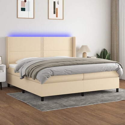 Boxspringbett mit Matratze & LED Creme 200x200 cm Stoff