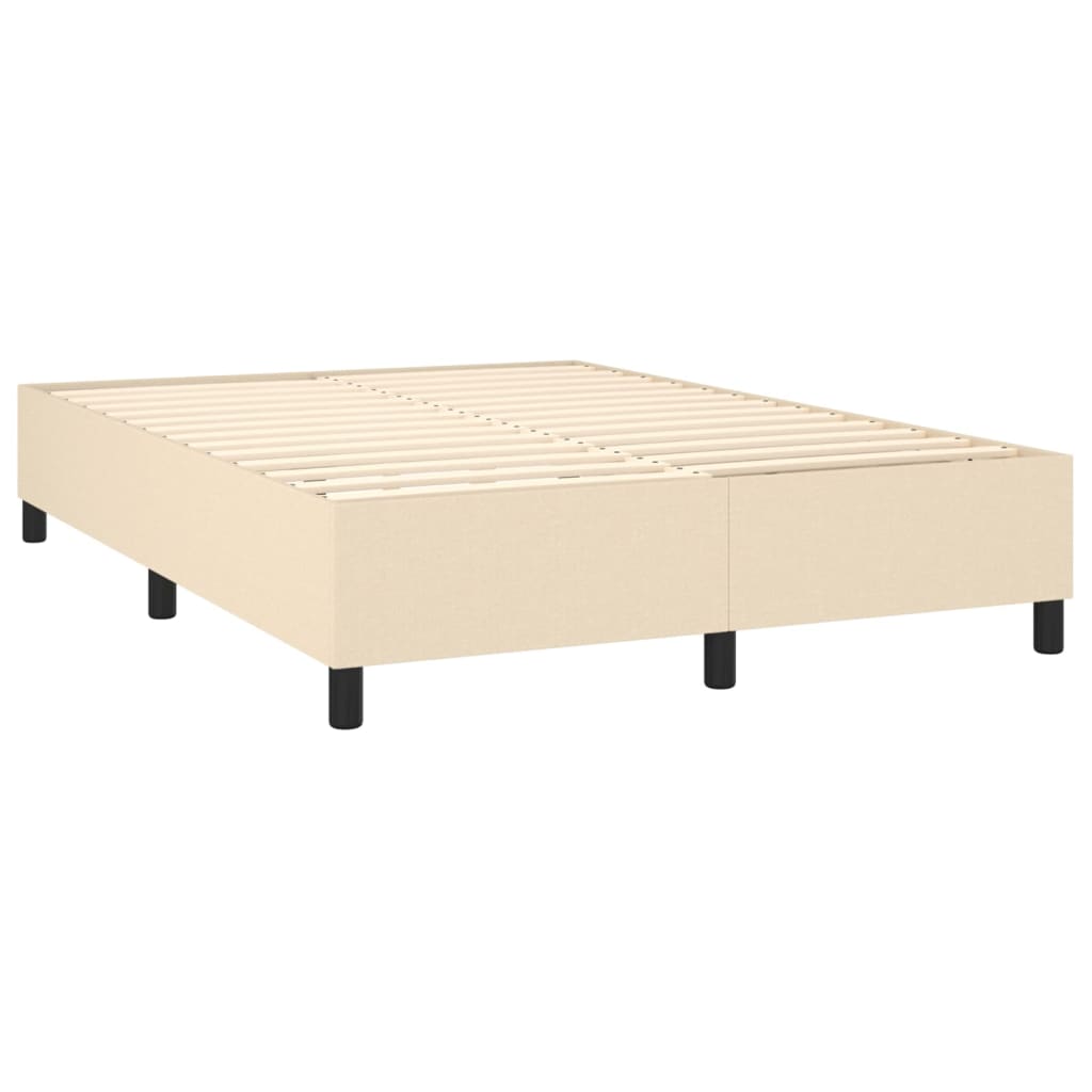 Box spring bed with mattress &amp; LED cream 140x200 cm fabric