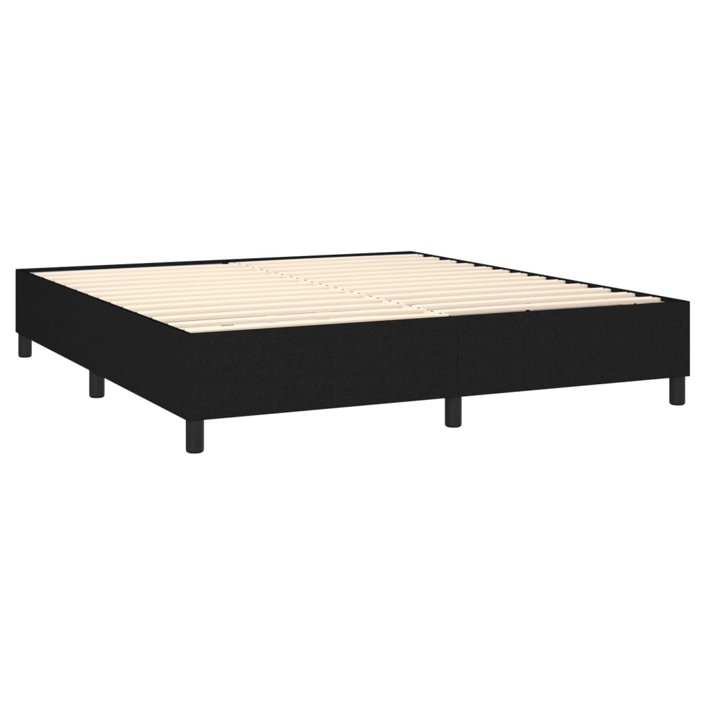 Box spring bed with mattress &amp; LED black 160x200 cm fabric