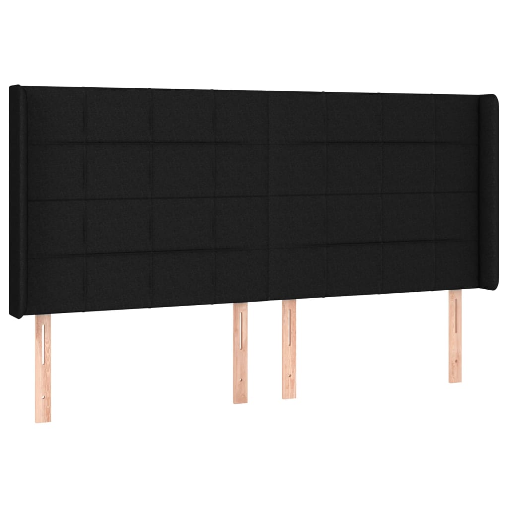 Box spring bed with mattress &amp; LED black 160x200 cm fabric