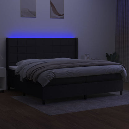 Boxspringbett mit Matratze & LED Schwarz 200x200 cm Stoff