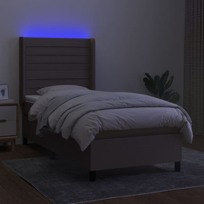 Boxspringbett mit Matratze & LED Taupe 90x200 cm Stoff