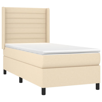 Boxspringbett mit Matratze & LED Creme 90x200 cm Stoff