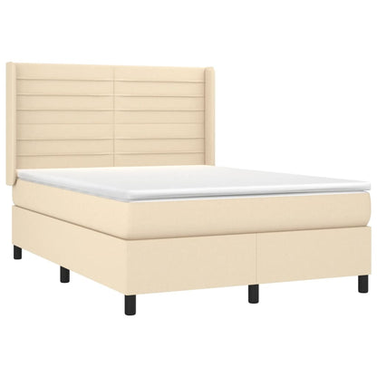 Boxspringbett mit Matratze & LED Creme 140x200 cm Stoff