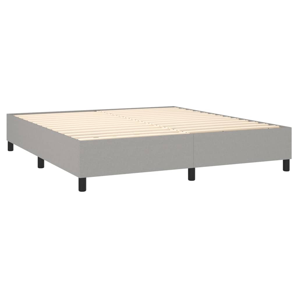 Box spring bed with mattress &amp; LED light grey 160x200 cm fabric