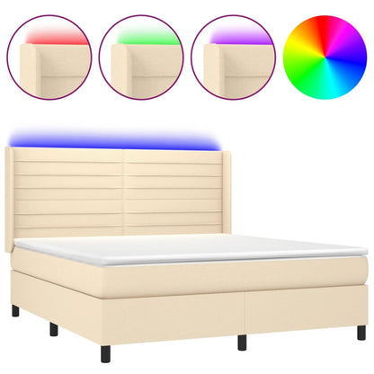 Boxspringbett mit Matratze & LED Creme 160x200 cm Stoff