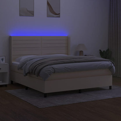 Boxspringbett mit Matratze & LED Creme 160x200 cm Stoff