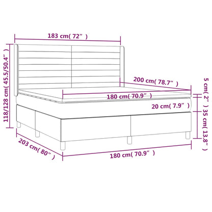 Boxspringbett mit Matratze & LED Hellgrau 180x200 cm Stoff