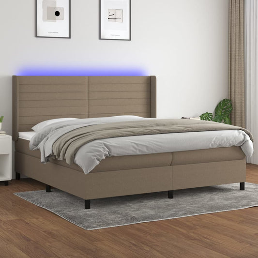 Boxspringbett mit Matratze & LED Taupe 200x200 cm Stoff