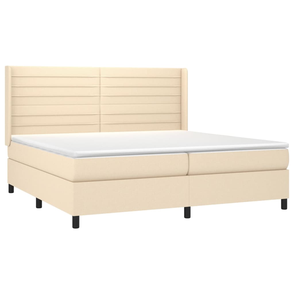 Boxspringbett mit Matratze & LED Creme 200x200 cm Stoff