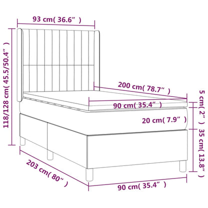 Boxspringbett mit Matratze & LED Taupe 90x200 cm Stoff