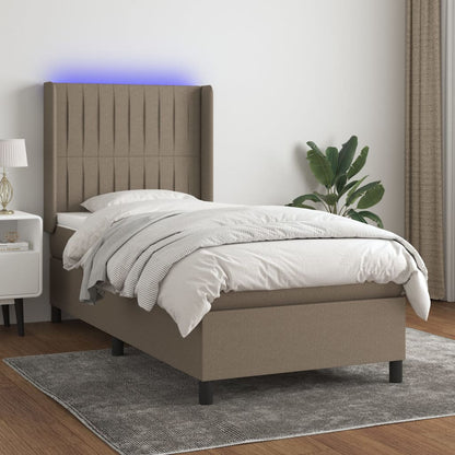 Boxspringbett mit Matratze & LED Taupe 90x200 cm Stoff