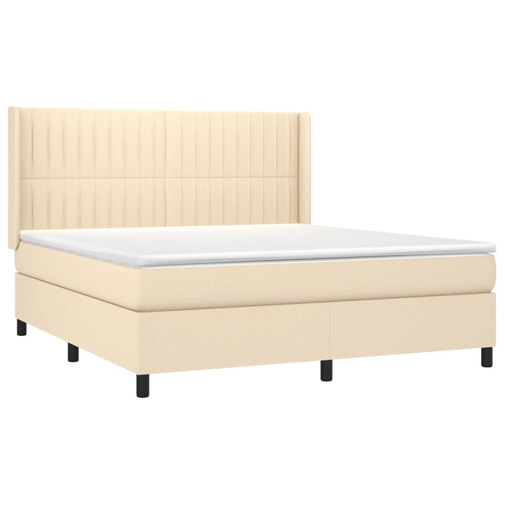 Boxspringbett mit Matratze & LED Creme 160x200 cm Stoff