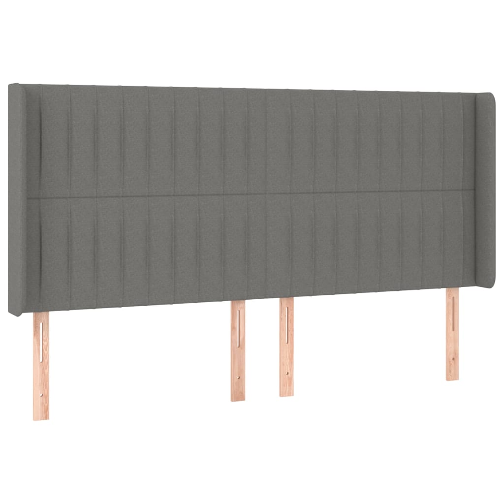 Box spring bed with mattress &amp; LED dark grey 200x200 cm fabric