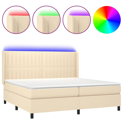 Boxspringbett mit Matratze & LED Creme 200x200 cm Stoff