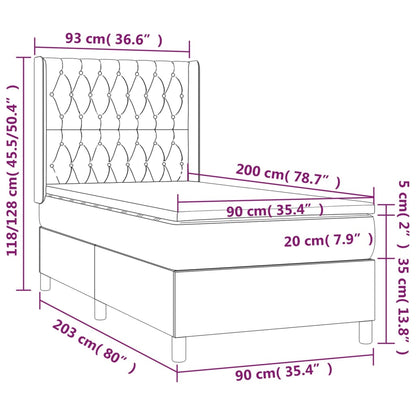 Boxspringbett mit Matratze & LED Taupe 90x200 cm Stoff