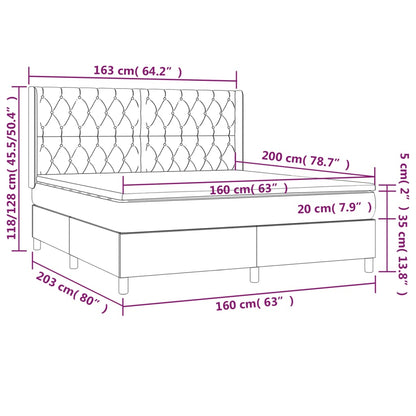 Boxspringbett mit Matratze & LED Blau 160x200 cm Stoff