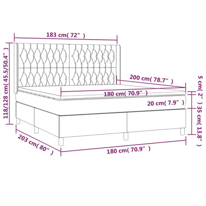 Boxspringbett mit Matratze & LED Taupe 180x200 cm Stoff