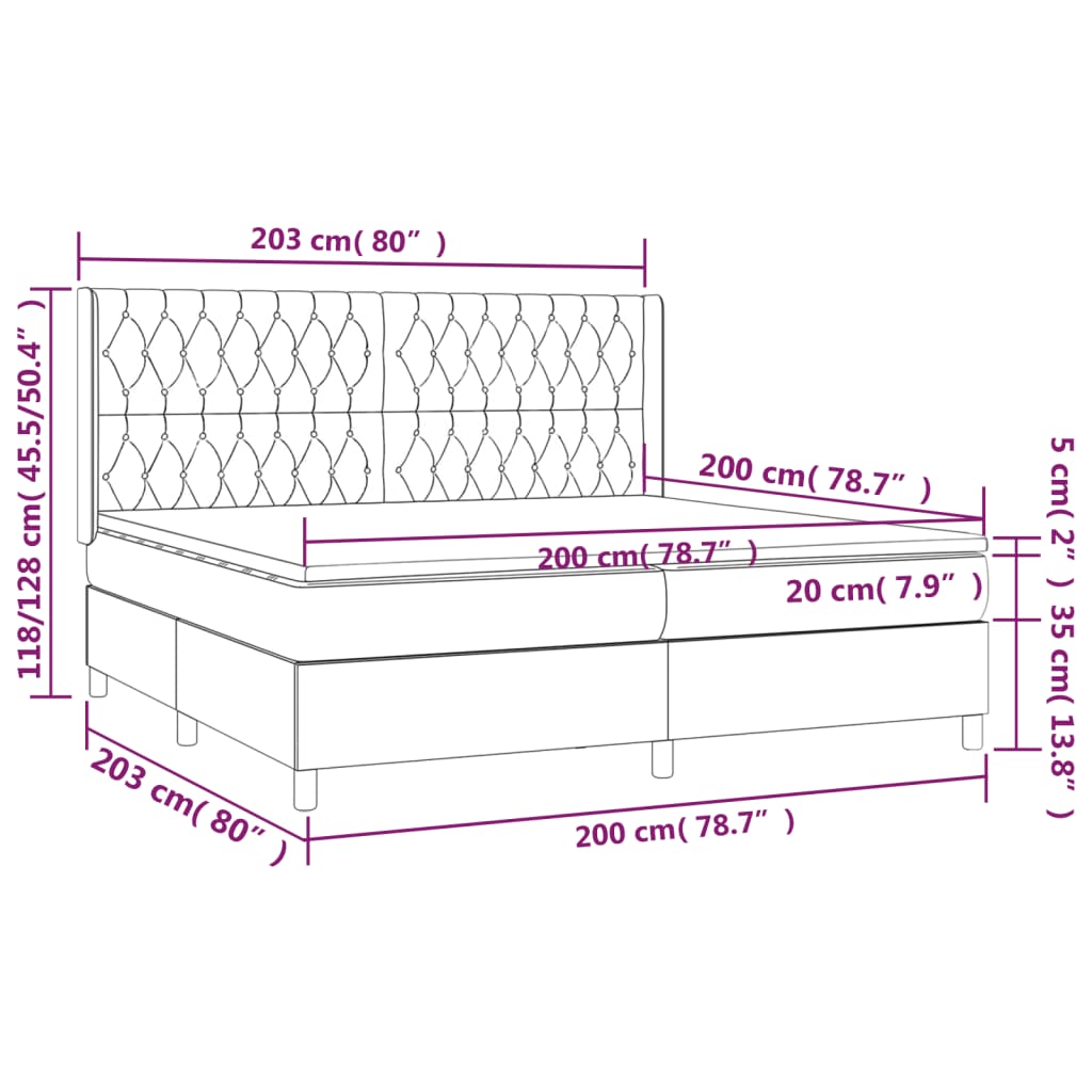 Boxspringbett mit Matratze & LED Schwarz 200x200 cm Stoff