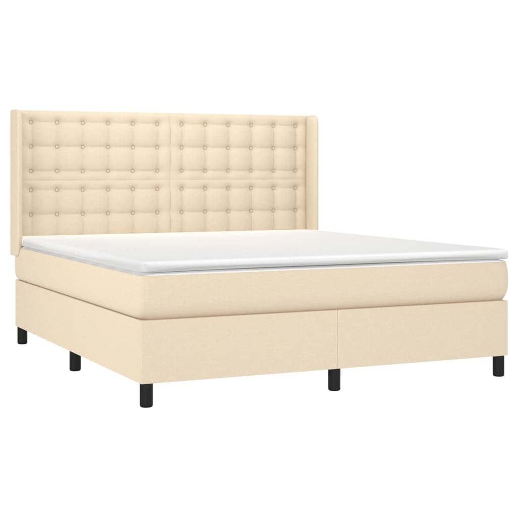 Boxspringbett mit Matratze & LED Creme 160x200 cm Stoff