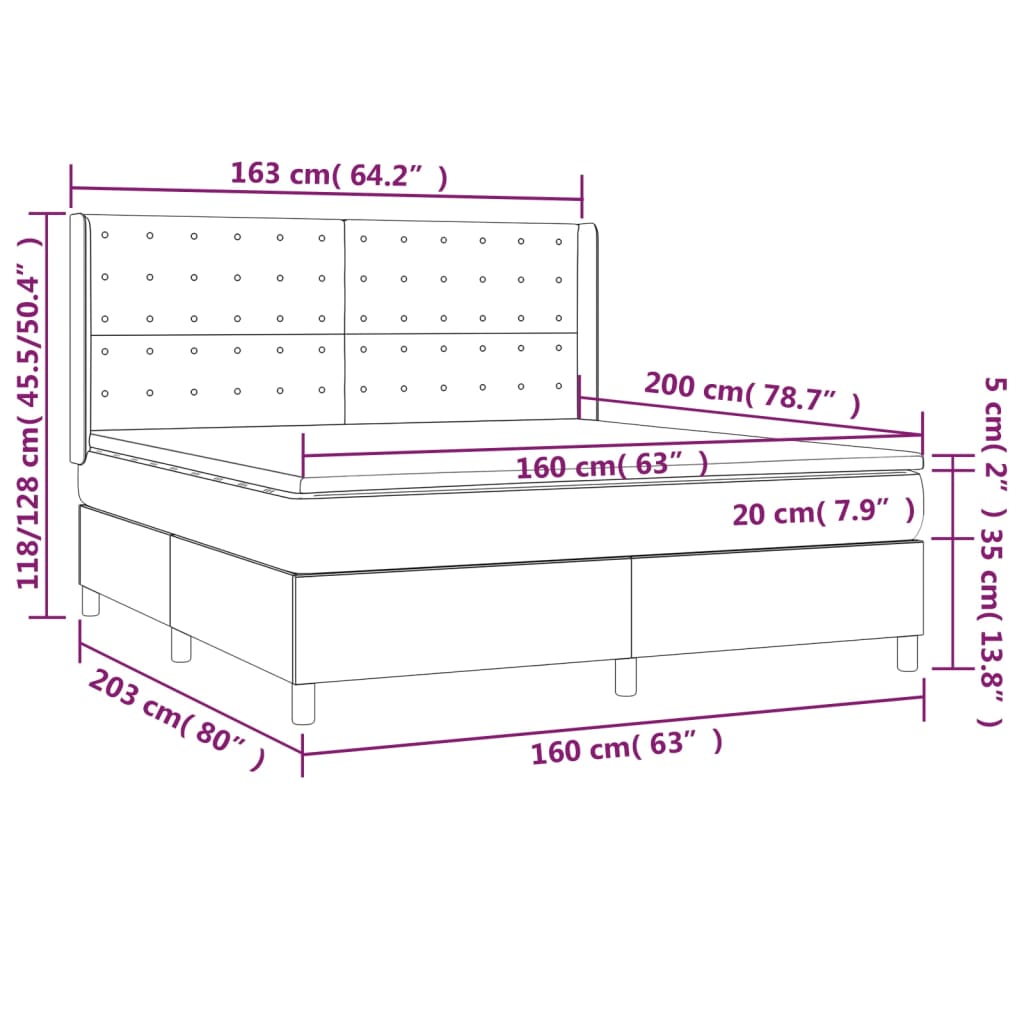 Boxspringbett mit Matratze & LED Blau 160x200 cm Stoff