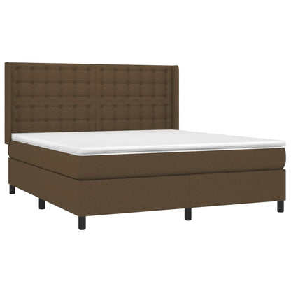 Boxspringbett mit Matratze & LED Dunkelbraun 180x200 cm Stoff