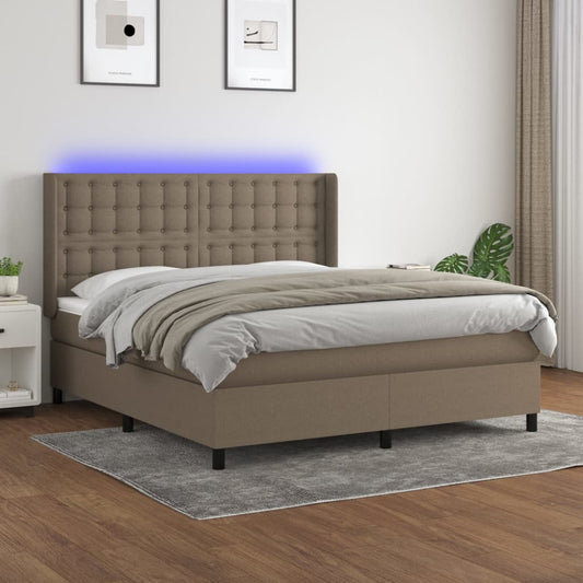 Boxspringbett mit Matratze & LED Taupe 180x200 cm Stoff